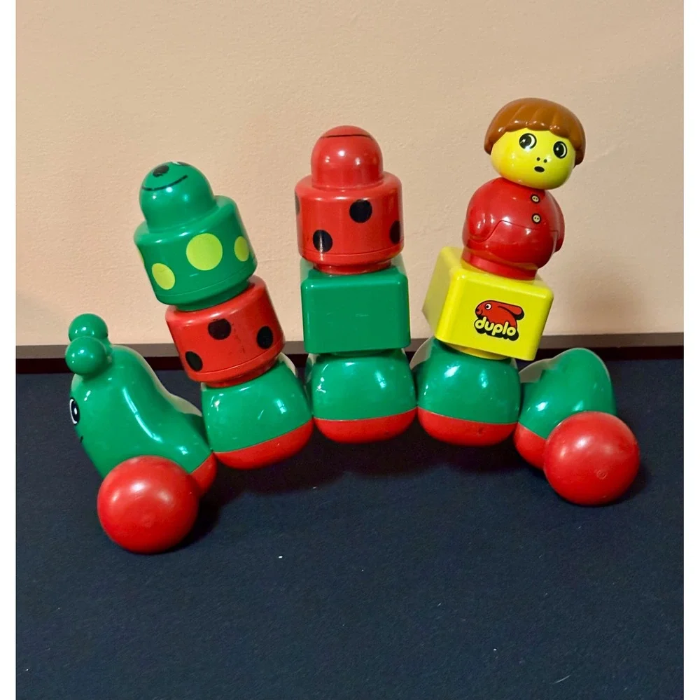 Vintage LEGO Primo Duplo Caterpillar Rolling Toy Ladybug Rattle Blocks Set